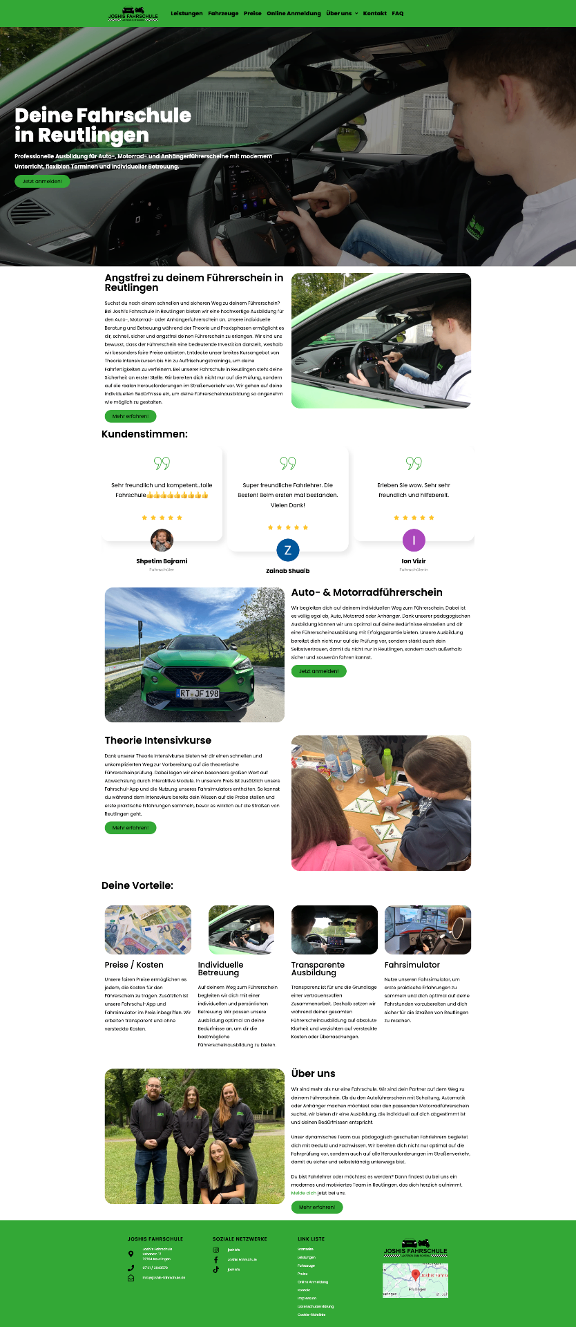 Joshi's Fahrschule Website Screenshot