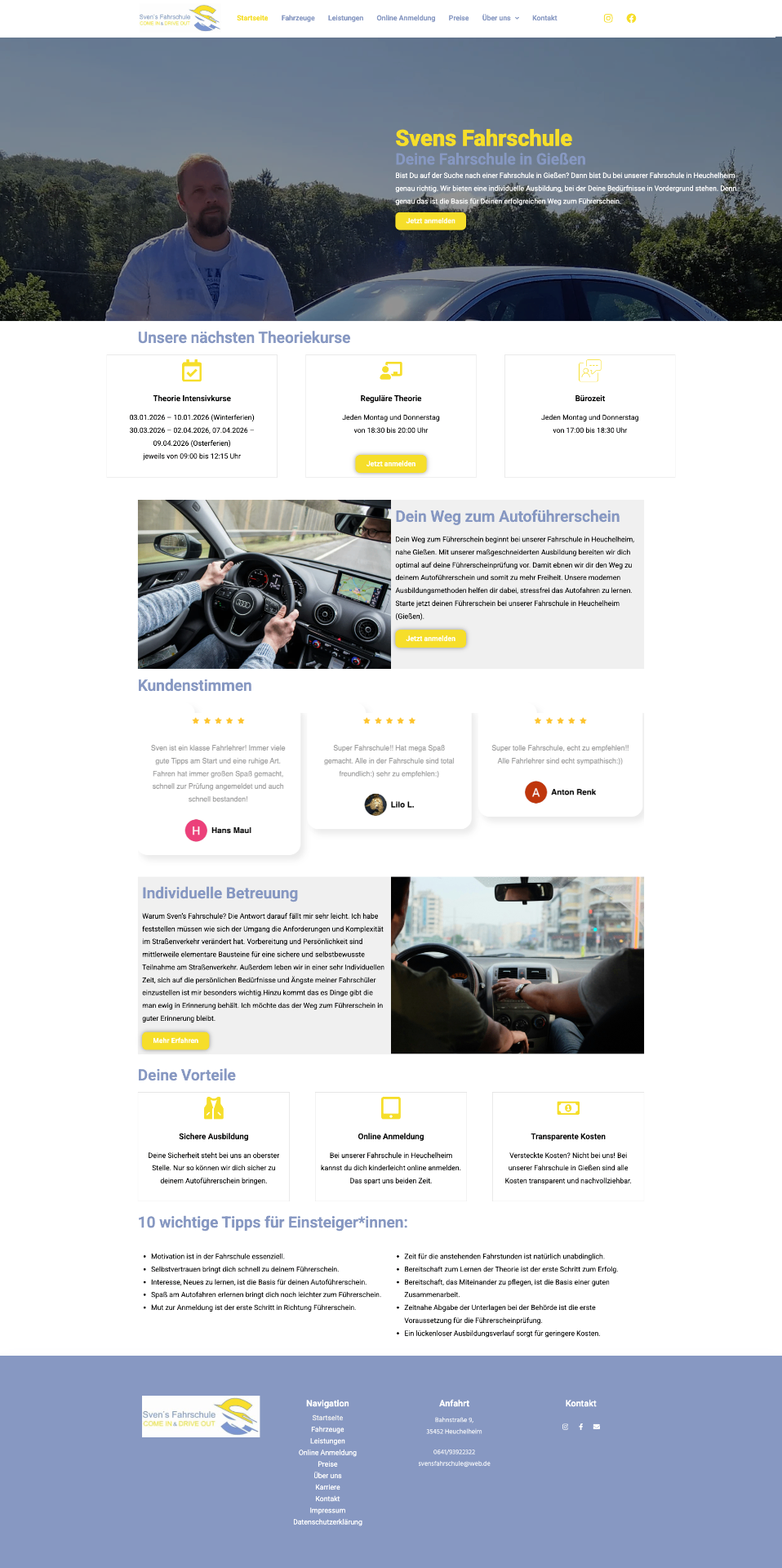 Svens Fahrschule Website Screenshot