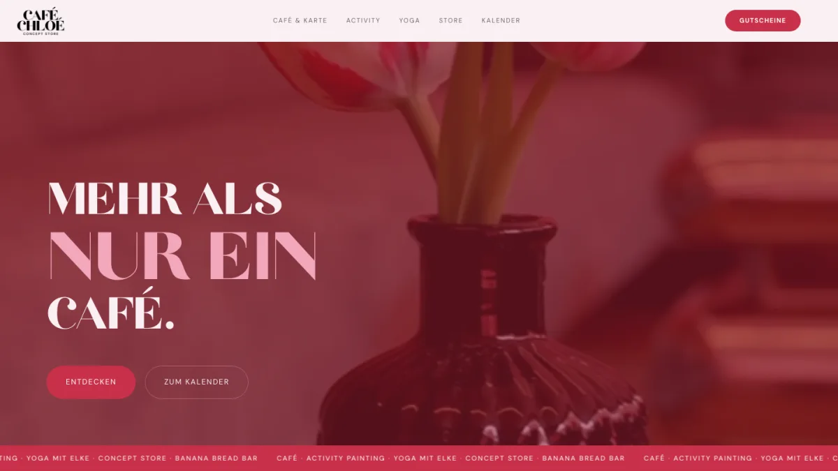 Startseite vom Café Chloé Concept Store Reutlingen